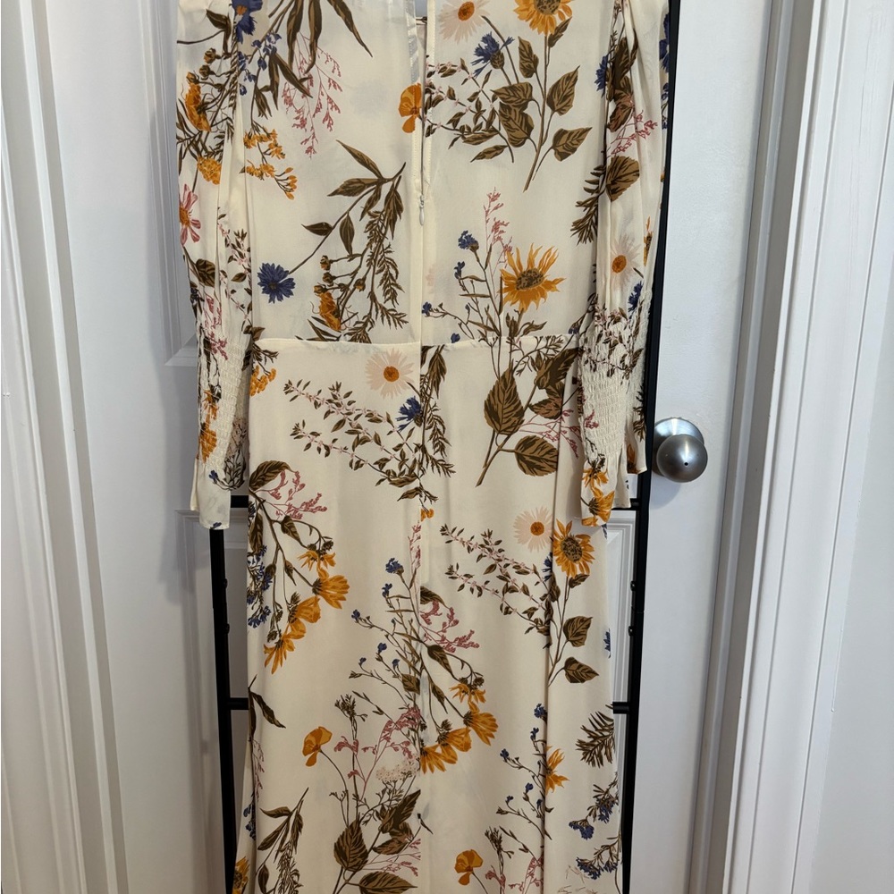 Reformation Carolena Cream Floral Long Sleeve Dress - Picture 4 of 5